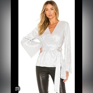 Revolve x House of Harlow Vina Blouse in Silver, size small